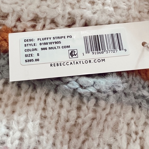 Rebecca Taylor Fluffy Stripe Cream Pink Blue and Brown Sweater Size Small - Picture 8 of 8